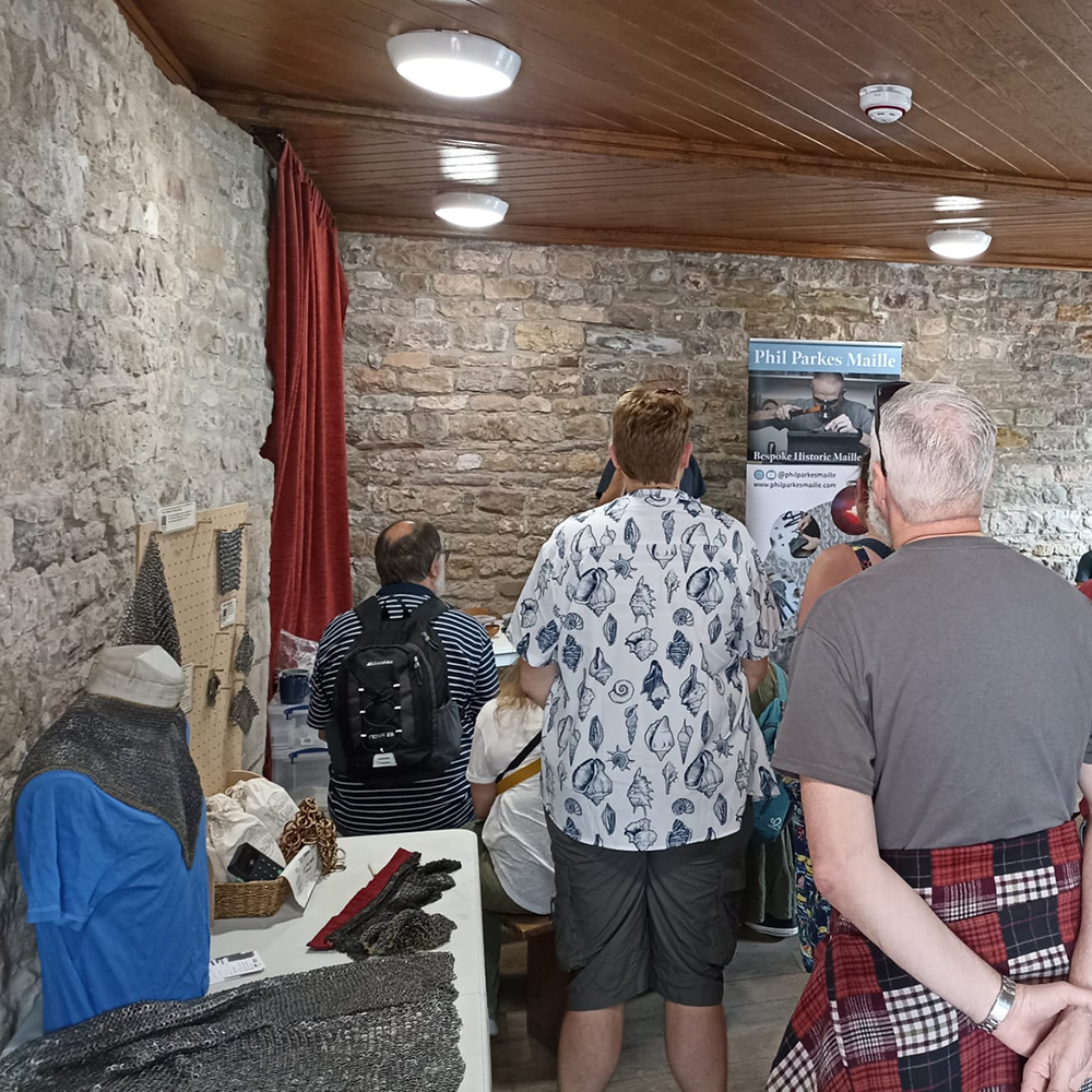 A full audience for mail making demonstrations at Chepstow Castle