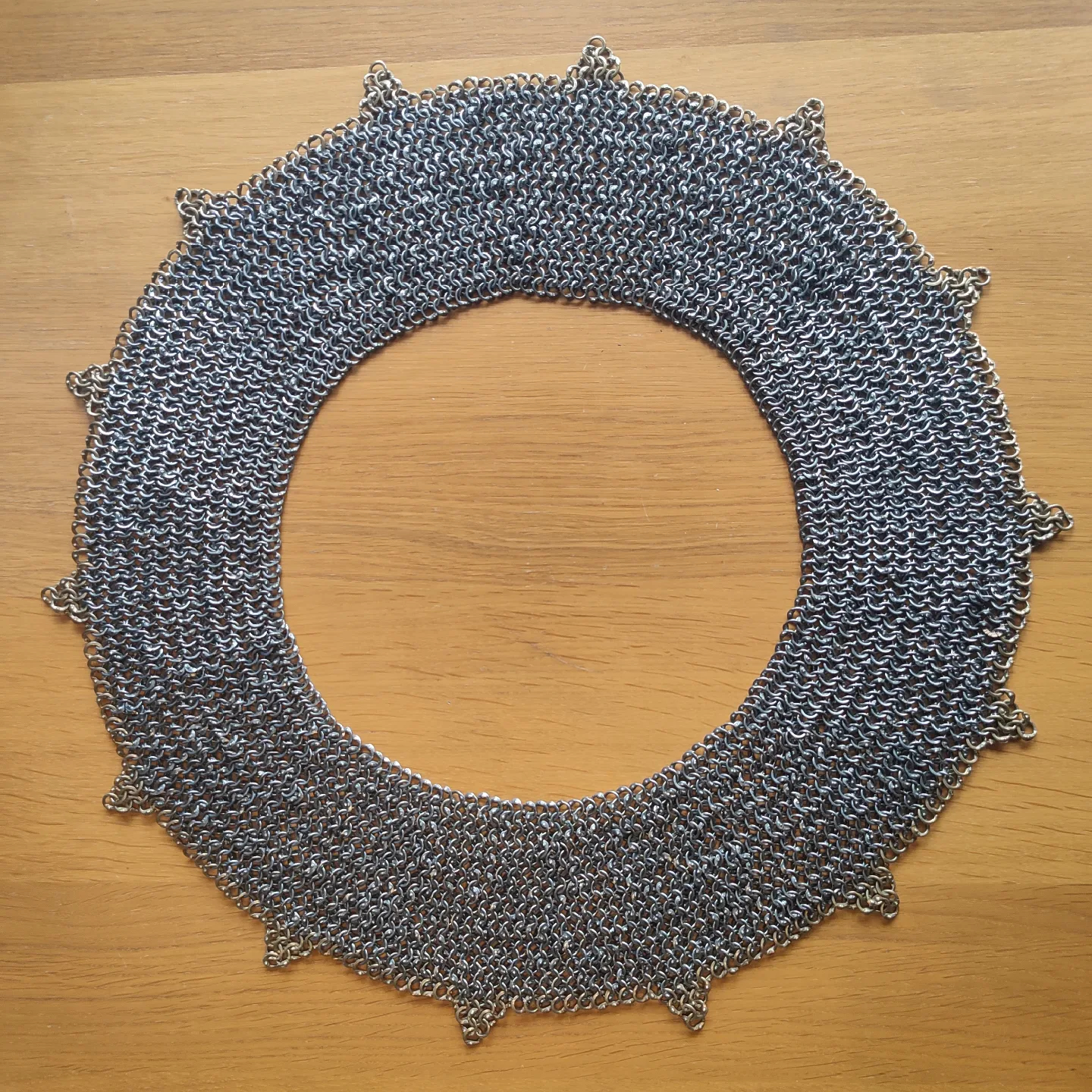Completed aventail before attaching to helm