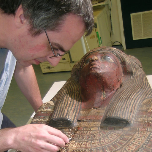 Phil working on an Egyptian coffin Phil working on an Egyptian coffin