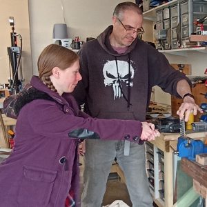 Drawing wire at a workshop